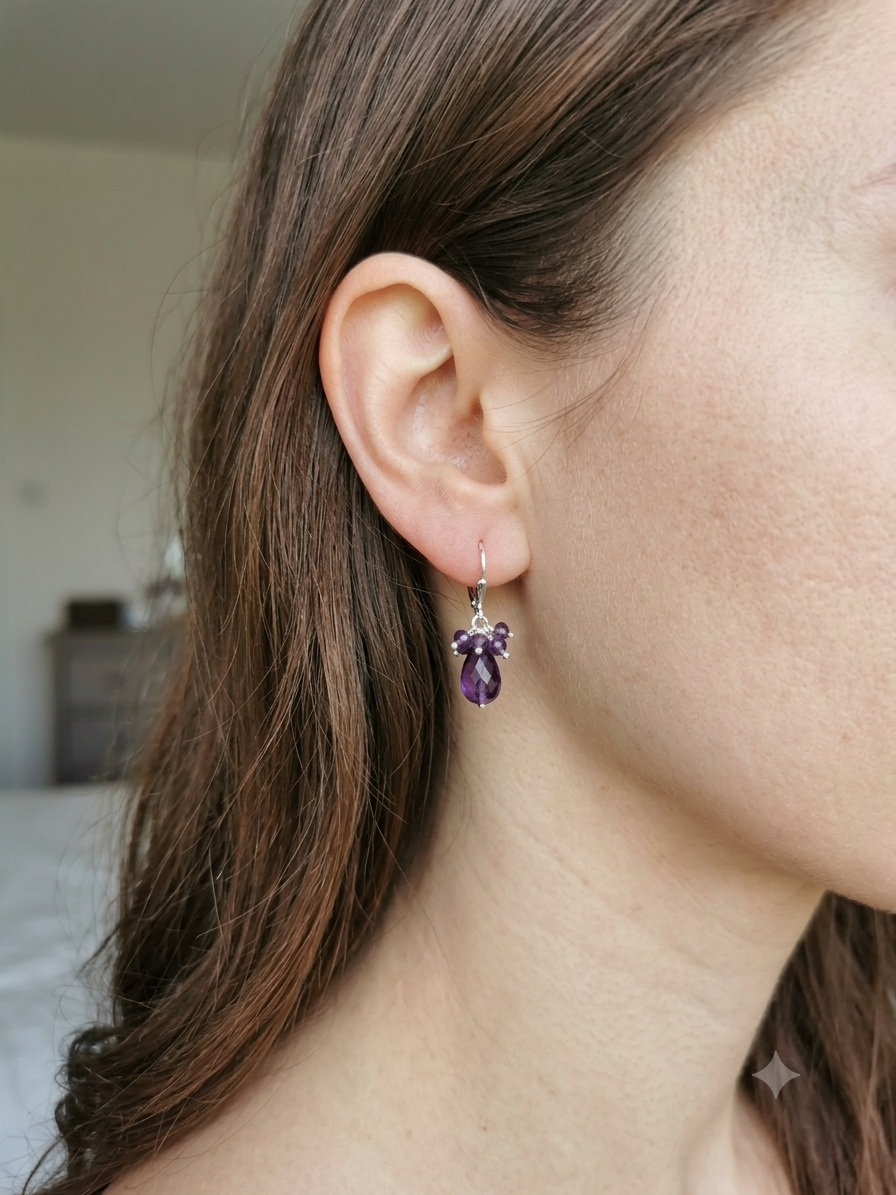 Blue Amethyst bunch earrings