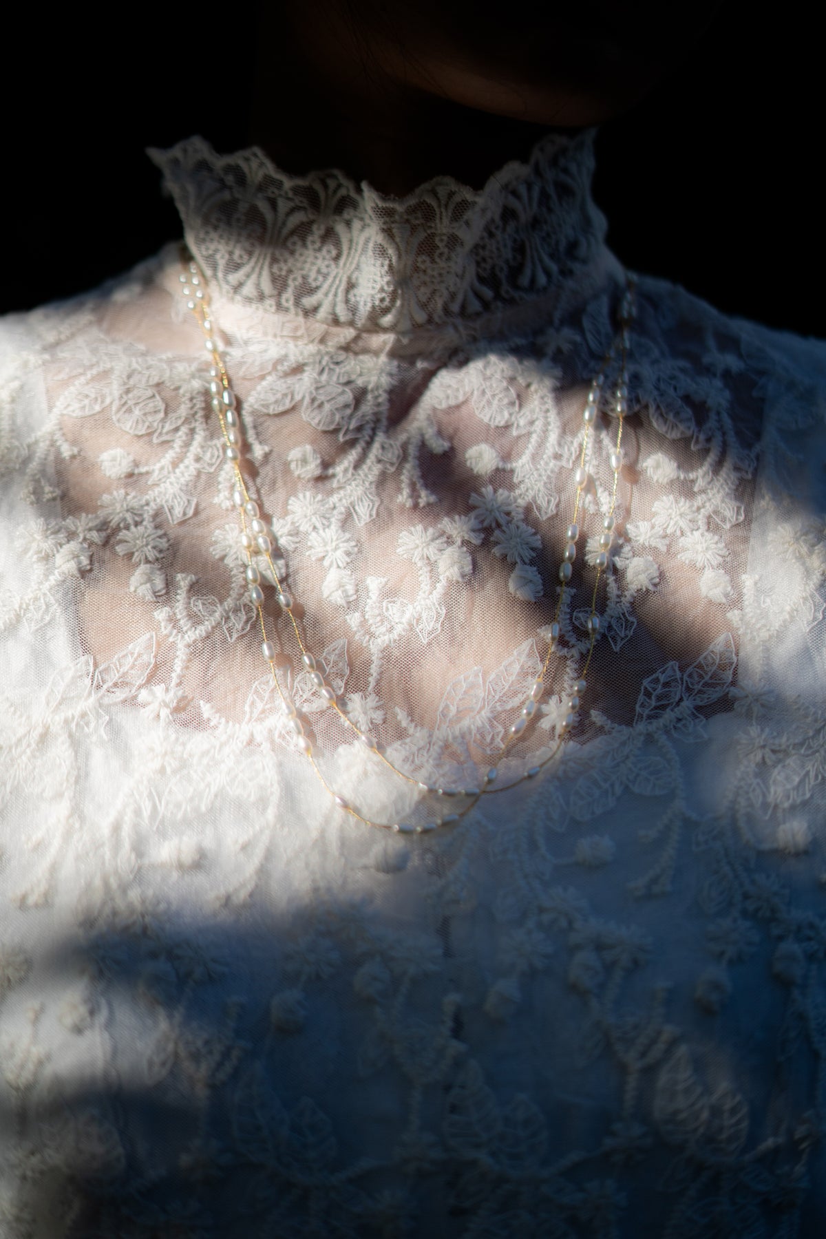 Fresh water pearl and gold zari necklace
