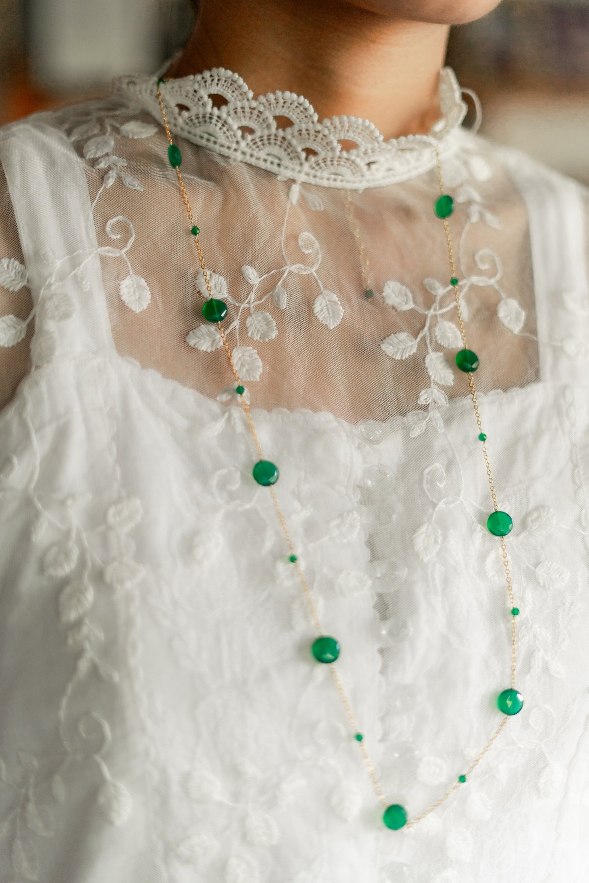 Green onyx duo necklace