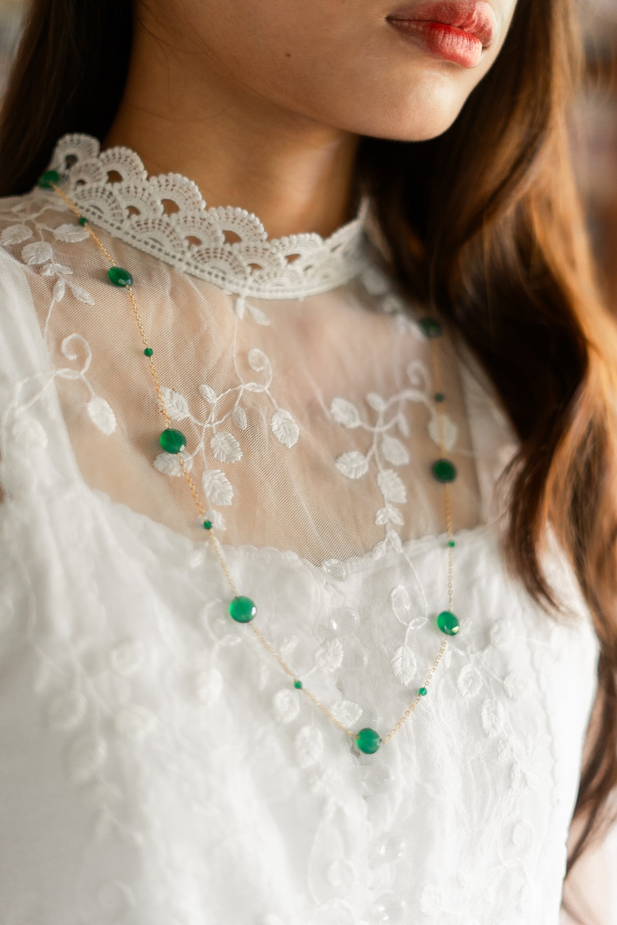 Green onyx duo necklace