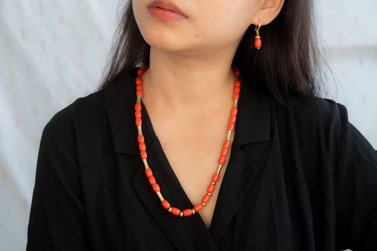 Taiwan coral necklace set