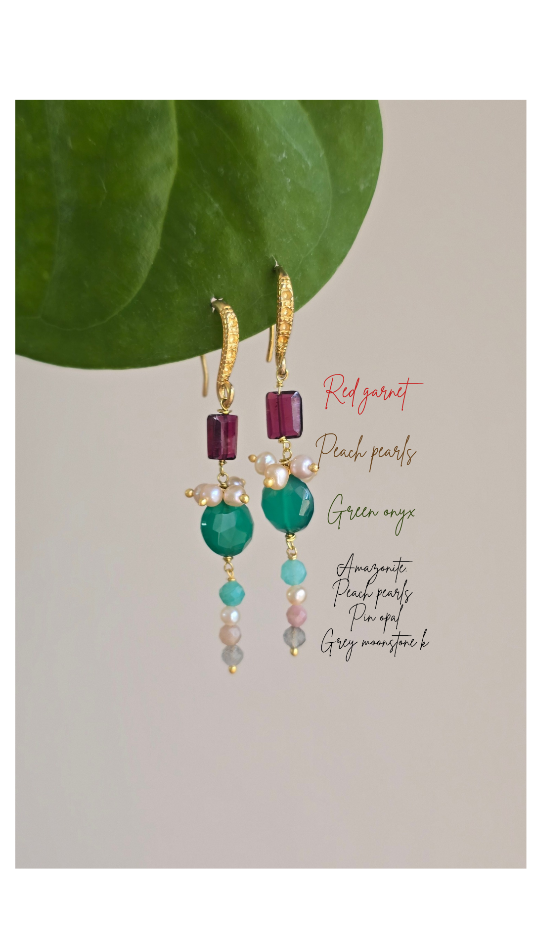 Mix gemstone shoulder duster earrings