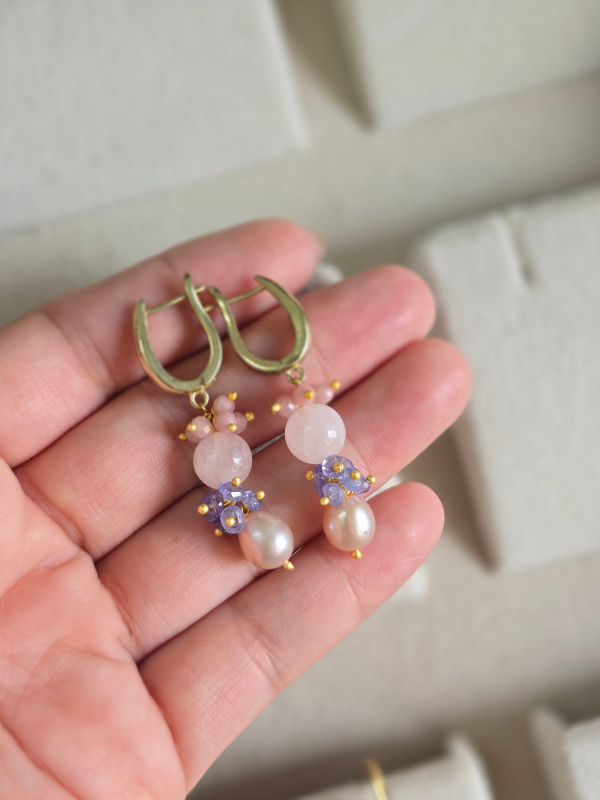 Pastel gemstone earrings