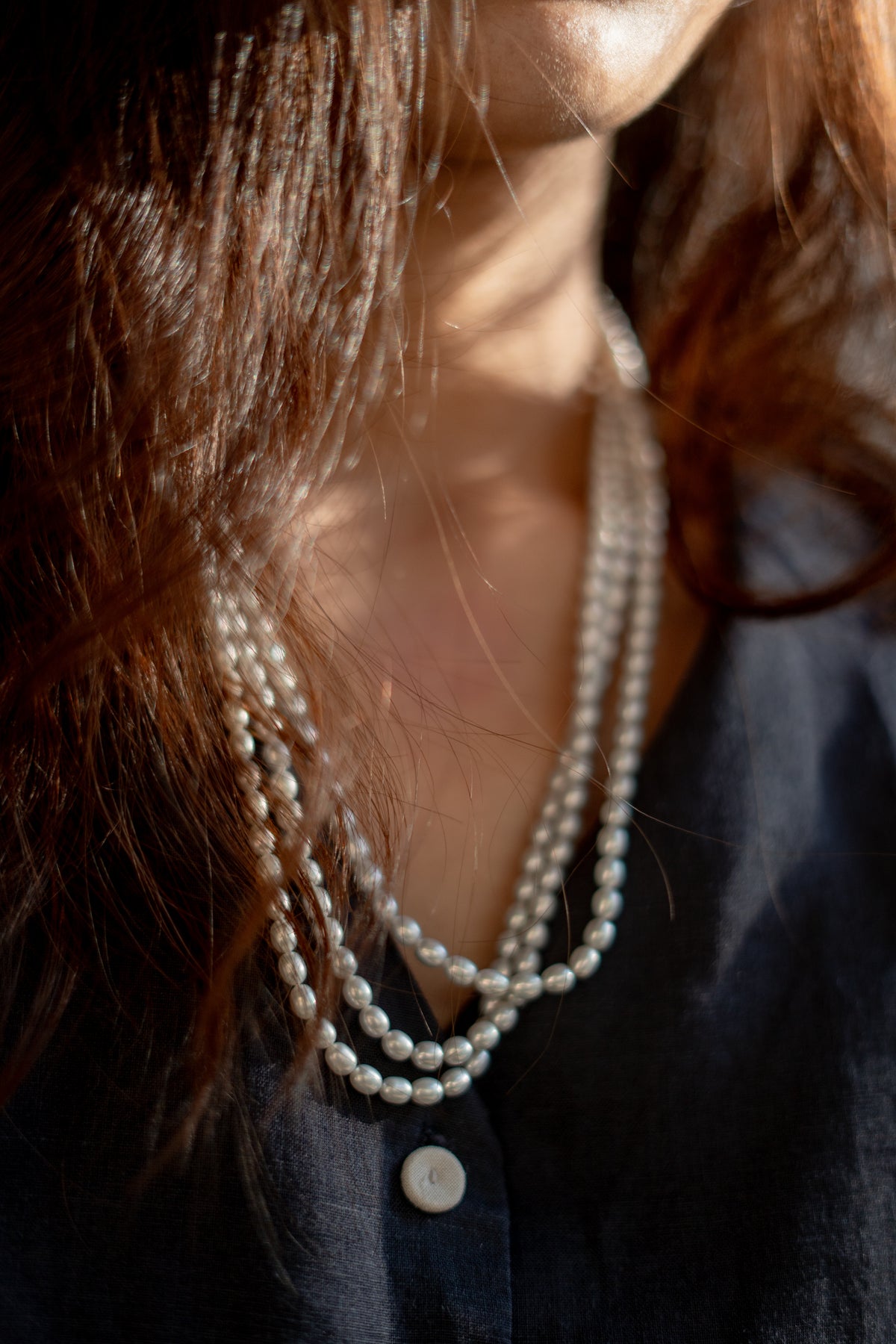 Grey fresh water pearl layered necklace